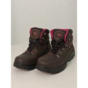 Avenger Womens Work Boots Size 7.5 M Brown Leather Steel Toe Safety Shoes EH